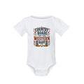 Country Roads Tiny Toes western baby onesie in white organic cotton