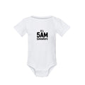 It's 5AM Somewhere country music inspired baby onesie in white organic cotton